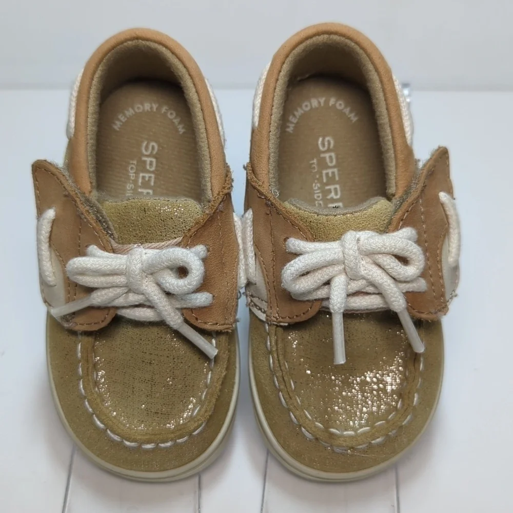 Sperry Topsider Blue Fish Crib Jr sparkley toddler shoes size 4 EU 20